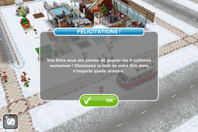 Sims Freeplay Evenement de loisirs - Coiffures exclusives Félicitations.png