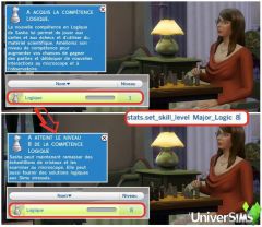 Les Sims 4 cheat codes competence augmenter niveau