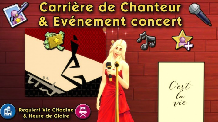 Carrières de chanteur & Evénement concert sims 4