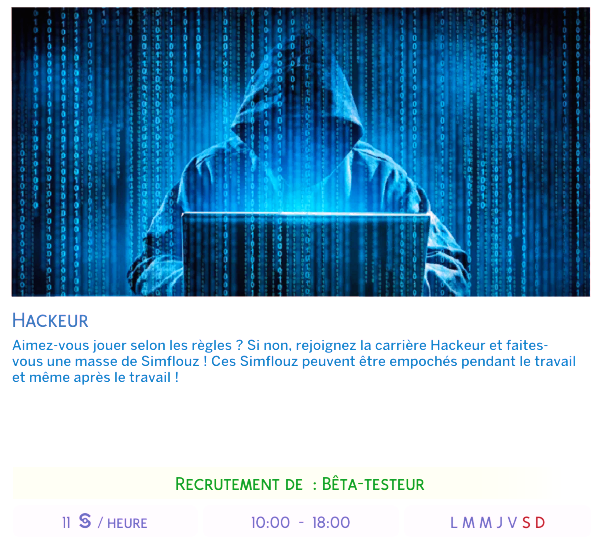 Carrière de Hackeur sims 4
