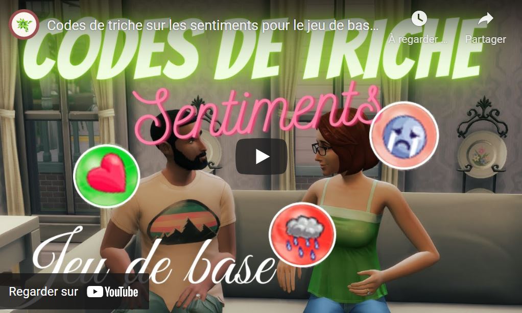 Codes de triche sur les sentiments pour le jeu de base sims 4