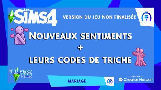 Nouveaux sentiments disponibles avec Les Sims 4 Mariage ( + Cheats codes de triche)