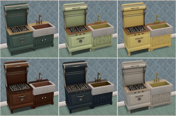 cuisinière et évier pack or