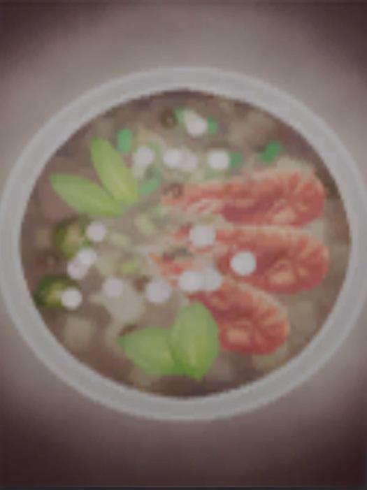 Sims 4 collections Photo de nourritures expérimentales bouillon de rosée fumée avec crevettes tigrées.jpg