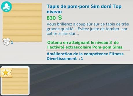 Les Sims 4 Année Lycée Pom-pom Sims tapis or.jpg