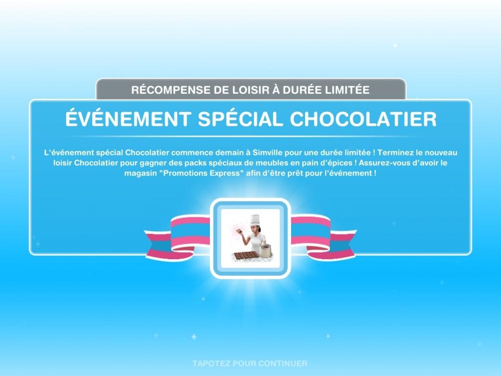 Sims Freeplay - Evenement de loisirs - Spécial chocolatier 