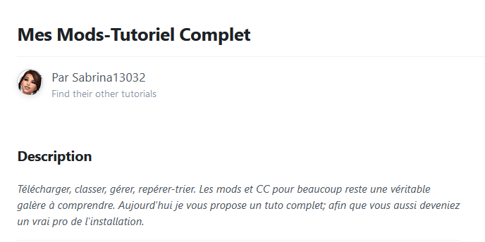 Mes Mods-Tutoriel Complet