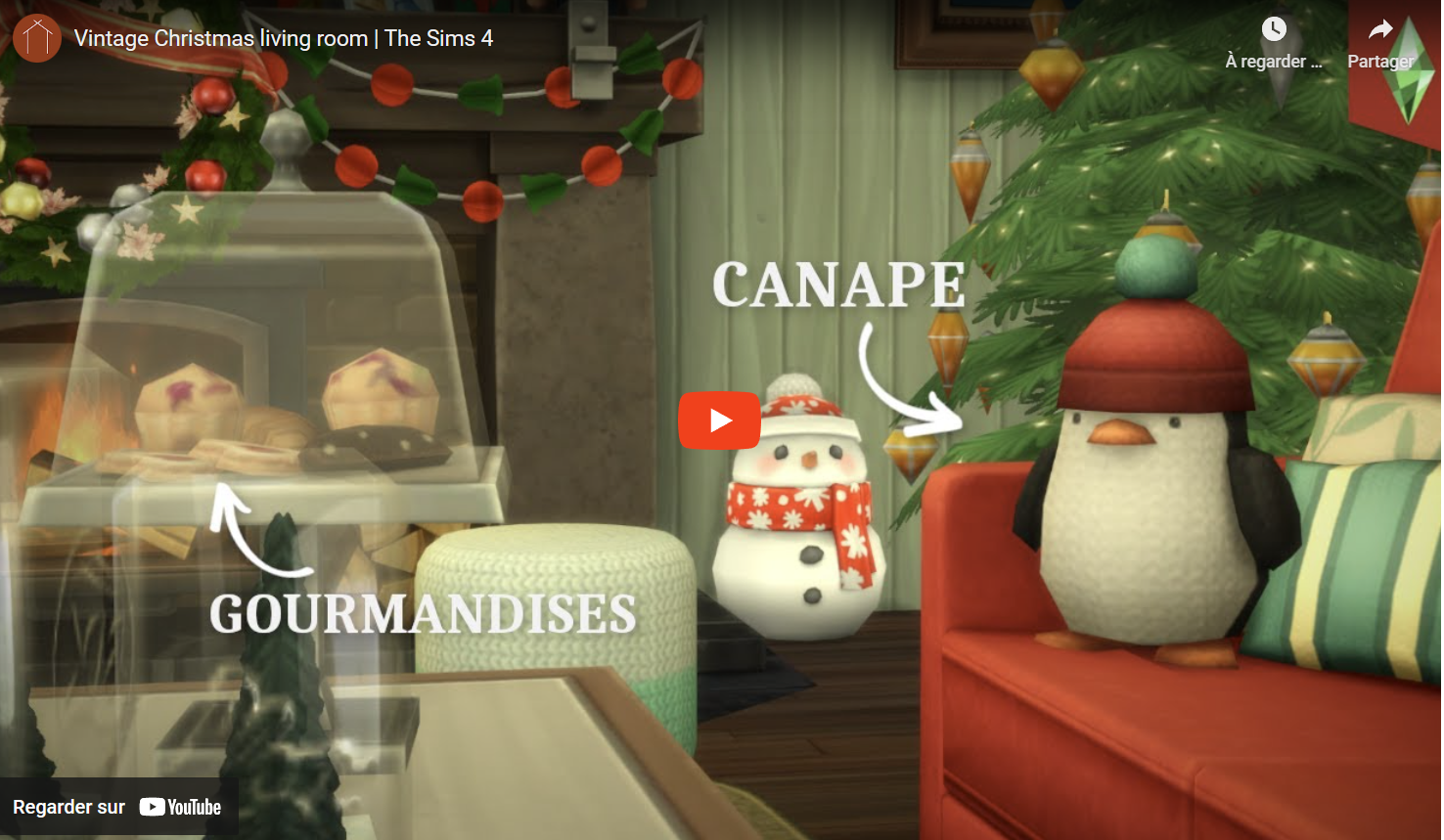Salon vintage de Noël | Les Sims 4