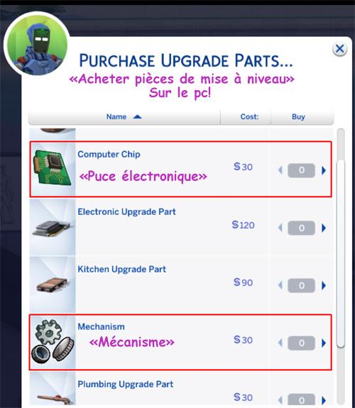 luniversims.fr, détail de l'achat de mécanisme et puce pour robot sims4 sur pc.jpg