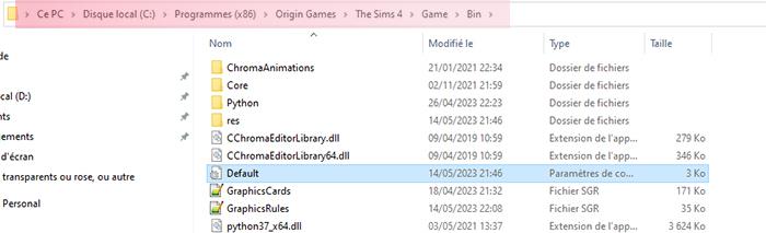 chemin disque C pour atteindre le fichier Default (plumbob).jpg