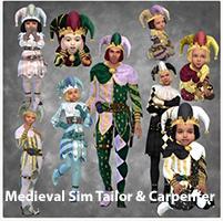 Médiéval jester et joker, clown, joker,costume médiévaux sims4, Medieval Sim Tailor & Carpenter, ingeli, cc historique, cc du net, coin des cc, luniversims.fr.jpg