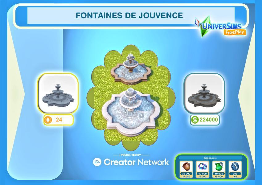 Sims Freeplay - Défi de création- Université- à rénover- fontaines- de -jouvence.jpg