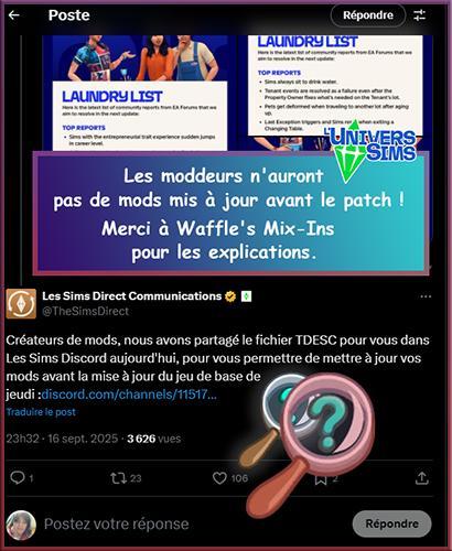 Info erronee des Sims Direct Communications - TDESCC désinformation sur X de TheSimsDirect-luniversims.fr-explications FR-Waffle's Mix-Ins.jpg
