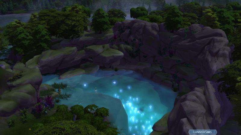 Les-Sims- 4- A- l'aventure - Découvrez le monde de Point Gibbi - La vallée de cristal- lagon