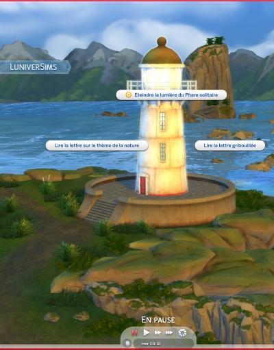 Les-Sims- 4- A- l'aventure - Découvrez le monde de Point Gibbi - Carrefour de la méduse- phare-menu