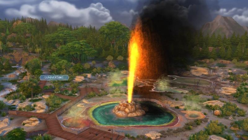Les-Sims- 4- A- l'aventure - Découvrez le monde de Point Gibbi- geyser-en-éruption-