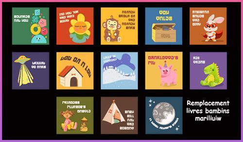remplacement des livres des bambins- mariliuiw-luniversims.fr-couvertures livres bambins modifitées Sims4..jpg