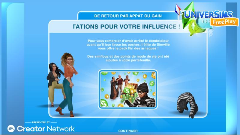 Sims Freeplay - L'île de l'influence Saison 82 - De retour par appât du gain- félicitations.jpg