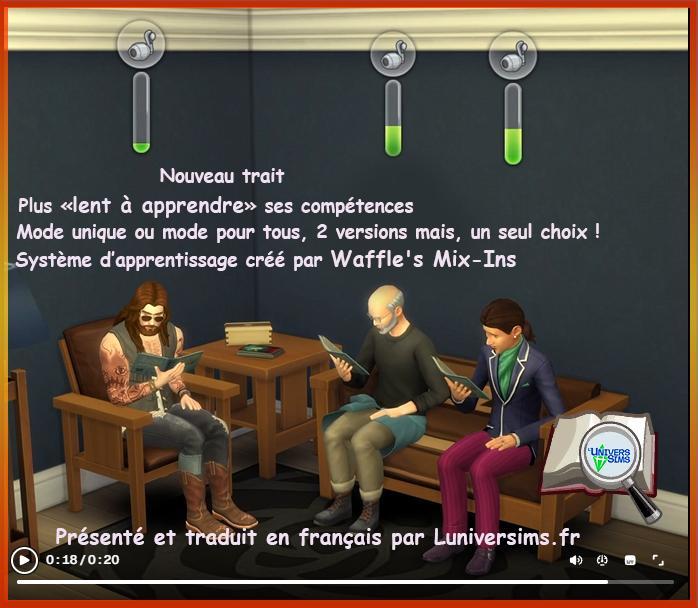 waffle, apprentissage des compétences ralenti, trait individule ou mod pour tous les Sims. Ralenti l'apprentissage du Sim, le mentor est augmenté par 3.Luniversims.fr, mod sims4,Waffle's Mix-Ins.jpg