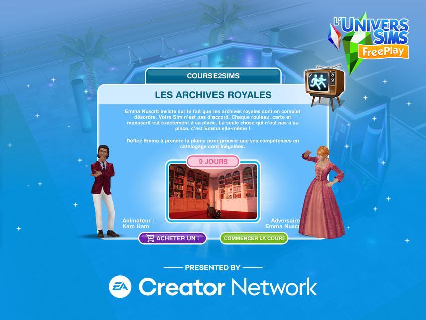 Sims Freeplay - Course2Sims Saison 112 -Archives-royales-introduction.jpg