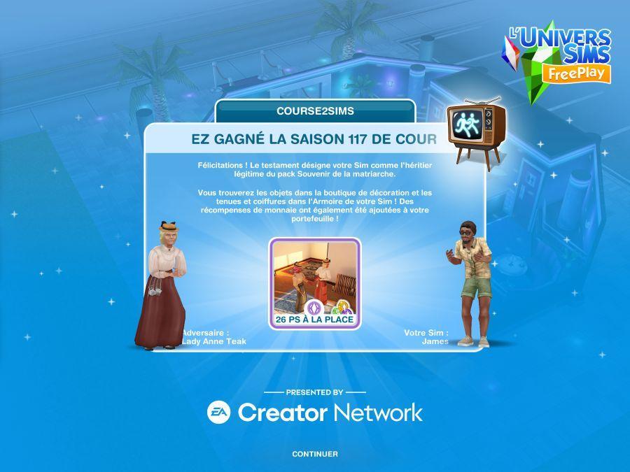 Sims Freeplay - Course2Sims Saison 117 - Conspirations de curiosités- Félicitations.jpg