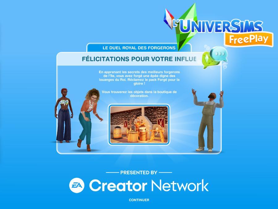 Sims Freeplay - Duel des forgerons- félicitations.jpg