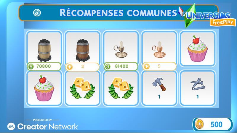 Sims Freeplay - Duel des forgerons- récompenses-rares - récompenses-communes.jpg