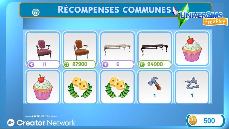 Sims Freeplay -île-romantiques-anonymes- récompenses-communes.jpg