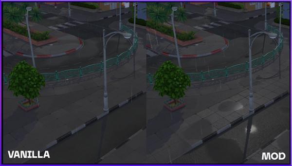 worlds surfaced, lunarbritney mods sims4, présenté par luniversims.fr, surfaces mondiales refaites pour réfléxions solaires, matériaux, flaques..Tuning jeu.2.jpg