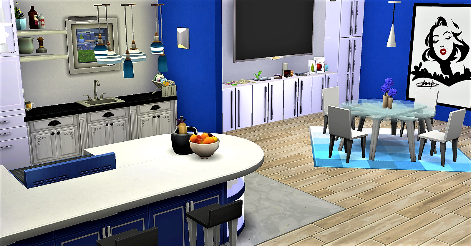 Blue and modern kitchen