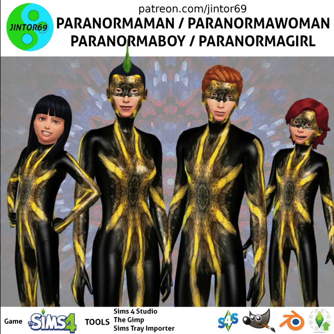 ParanormaMan / ParanormaWoman / ParanormaBoy / ParanormaGirl costume suits for sims 4