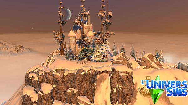 Crépuscule magique... Ecran de chargement Sims4 sur le thème du pack Escapade enneigée