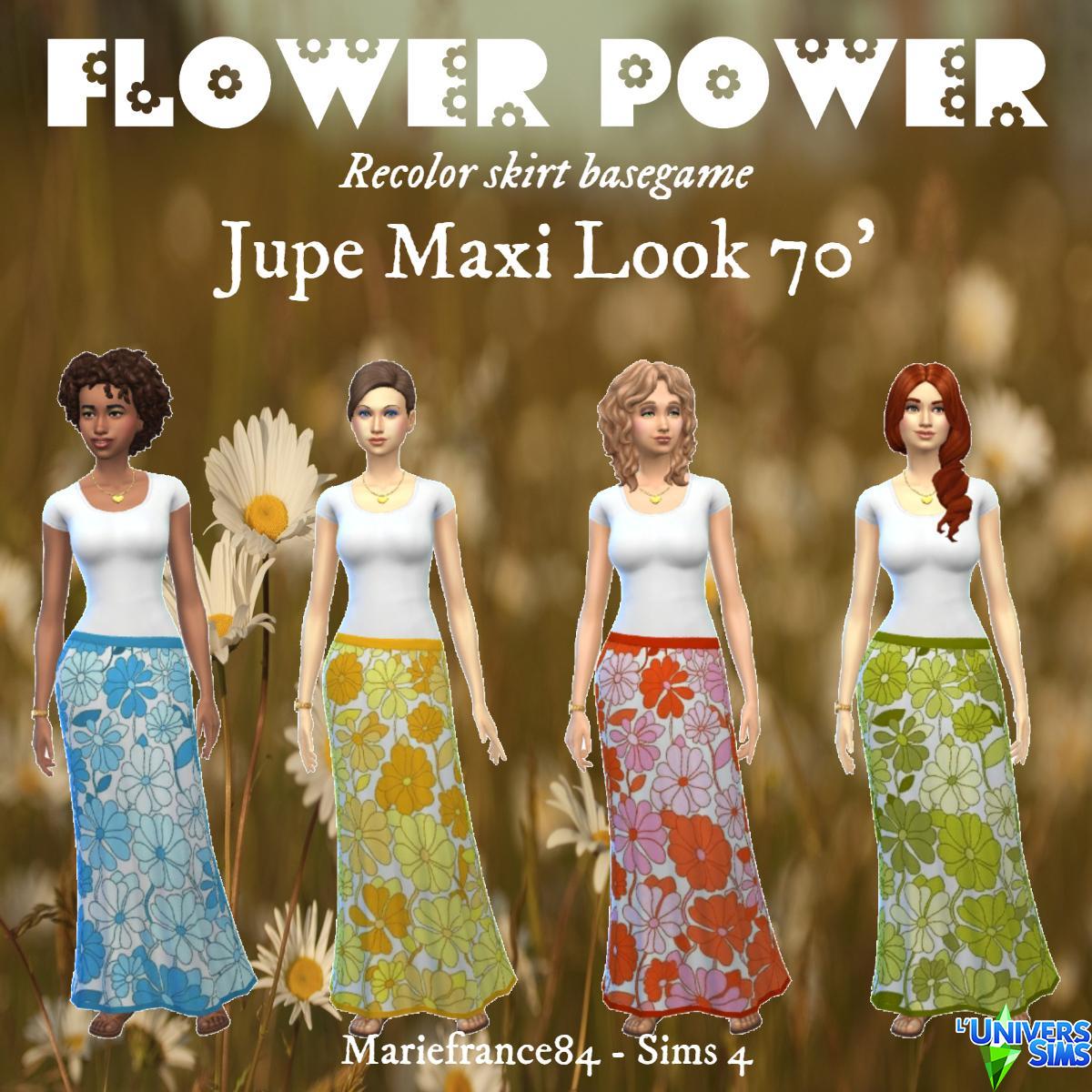 Jupe maxi//Look 70'//recolor jupe basegame