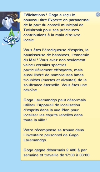 promotion Experte en paranormal niveau 10