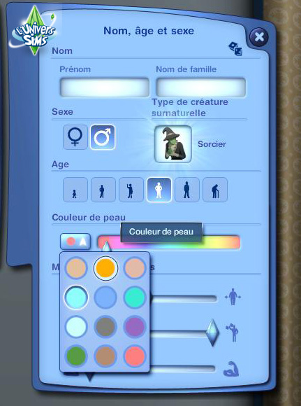 Sims3-Super-Pouvoir- Fanday Lyon -  CAS - creation creatures - couleur de peau