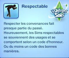Sims3 Super Pouvoir -  Fanday Lyon -  Trait de caractere - respectable