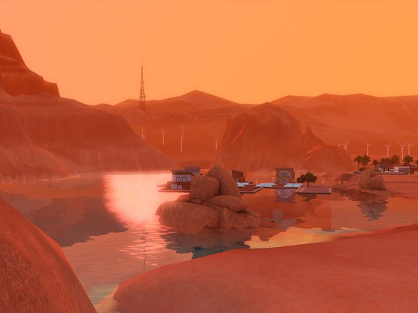 Sims-3-Lucky-Palms-Les-lieux-communautaires - Lucky Palms au crepuscule-7