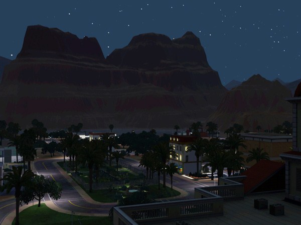 Sims-3-Lucky-Palms-Les-lieux-communautaires - Lucky Palms la nuit-1