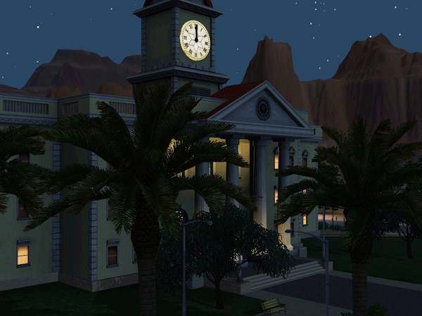 Sims-3-Lucky-Palms-Les-lieux-communautaires - Lucky Palms la nuit-2