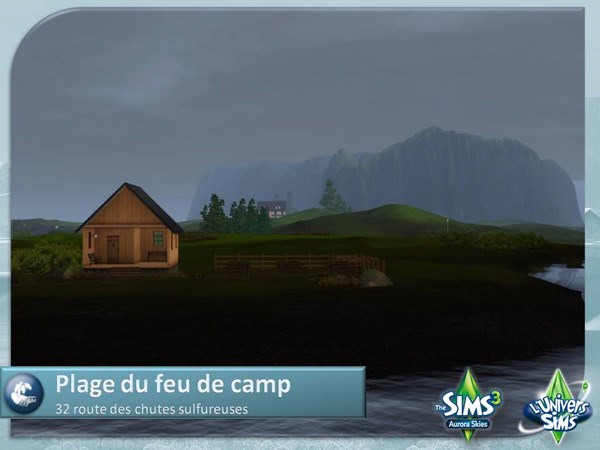 Sims-3-Monde-Aurora-skies-terrains-communautaires-Plage-feu-de-camp