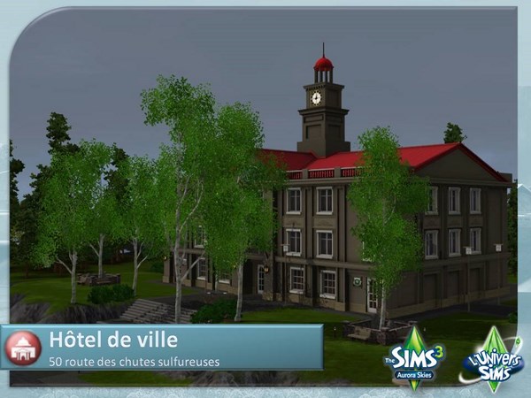 Sims-3-Monde-Aurora-skies-terrains-communautaires-hotel-de-ville