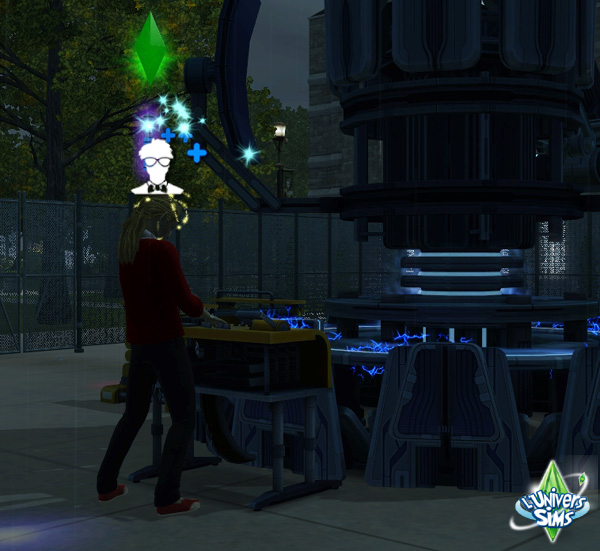 Sims-3-University-machine-test-scientifique-faisceau-vert-resultat