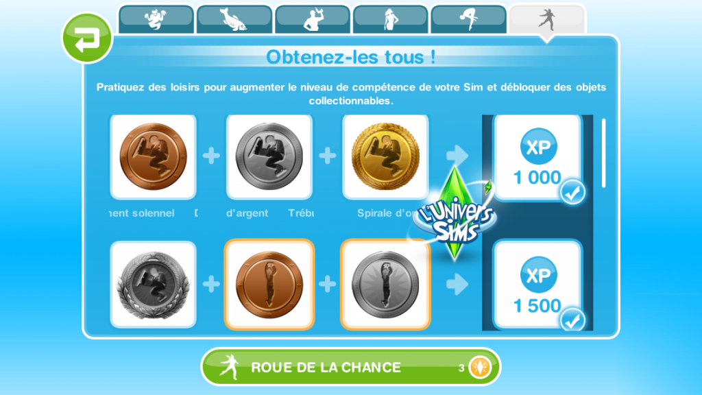 Sims Gratuit Freeplay médailles